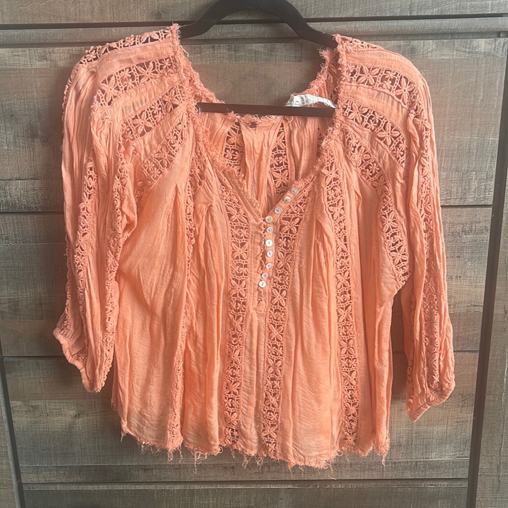 Free People crochet boho shirt